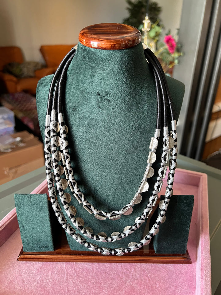 Exquisite Embroidered Tribal Brass Necklace