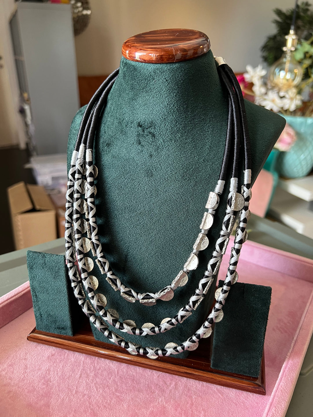 Exquisite Embroidered Tribal Brass Necklace