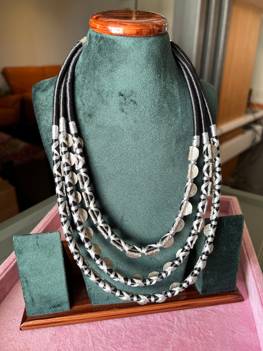 Exquisite Embroidered Tribal Brass Necklace