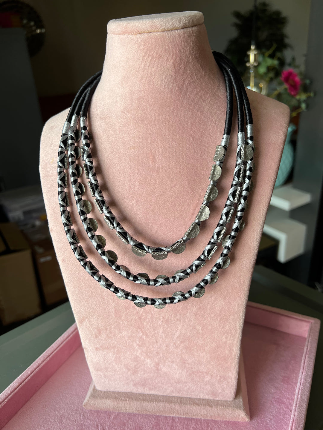 Exquisite Embroidered Tribal Brass Necklace