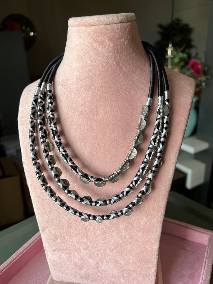 Exquisite Embroidered Tribal Brass Necklace