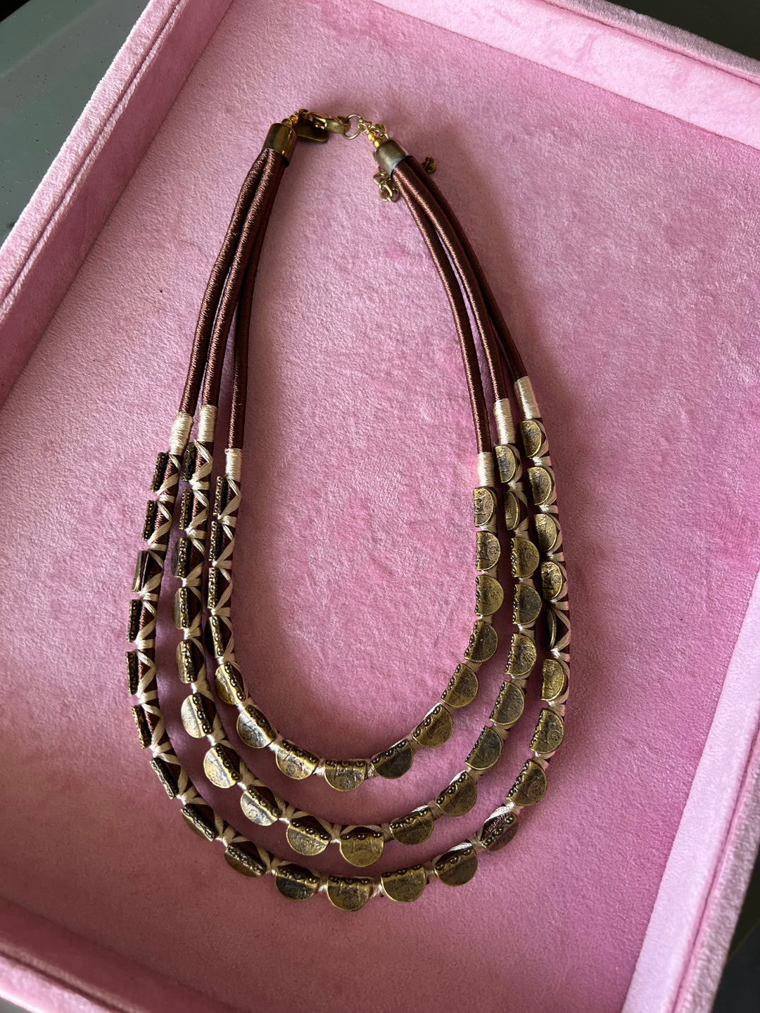 Exquisite Embroidered Tribal Brass Necklace