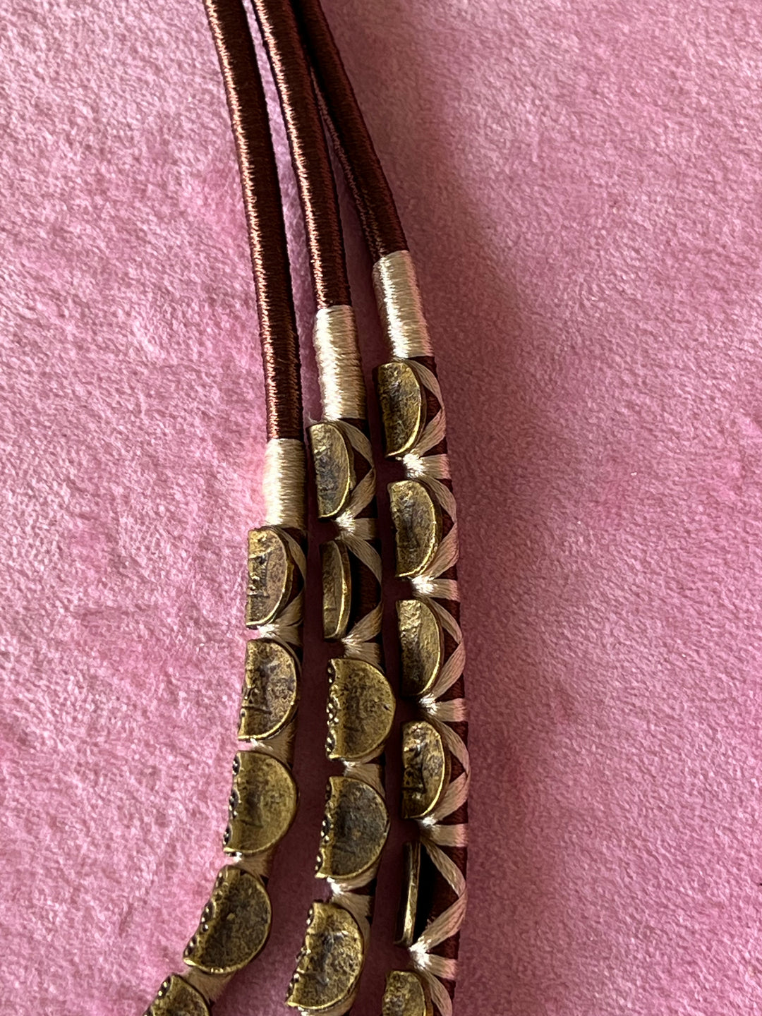 Exquisite Embroidered Tribal Brass Necklace