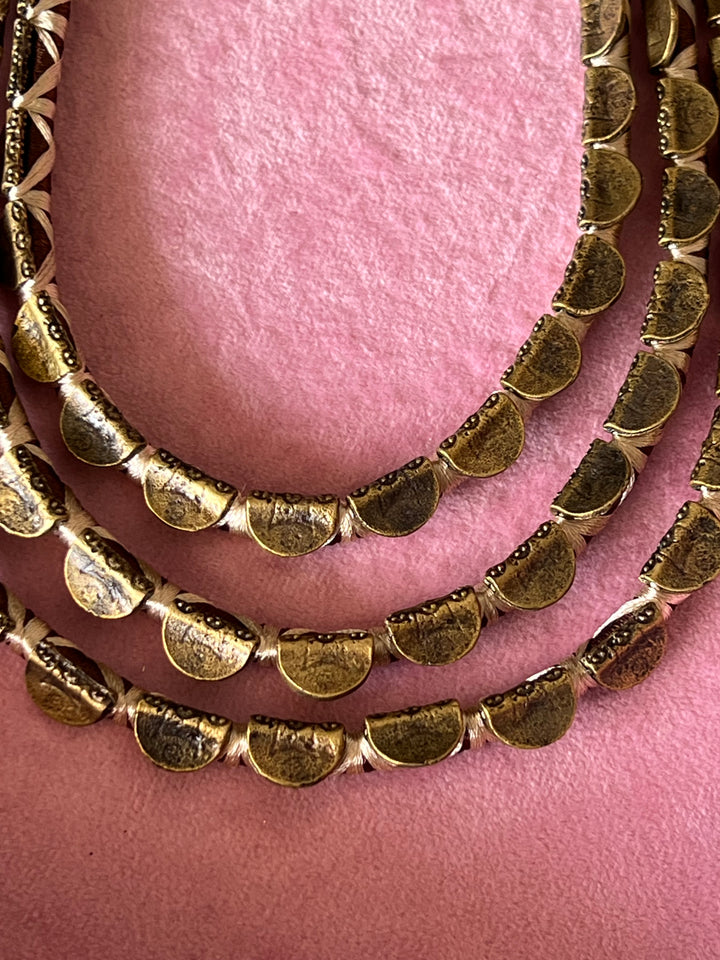 Exquisite Embroidered Tribal Brass Necklace