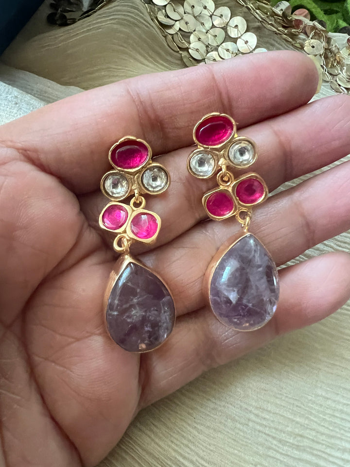 Royal Raga Amethyst Kundan Necklace Set | Amethyst Kundan Necklace Set