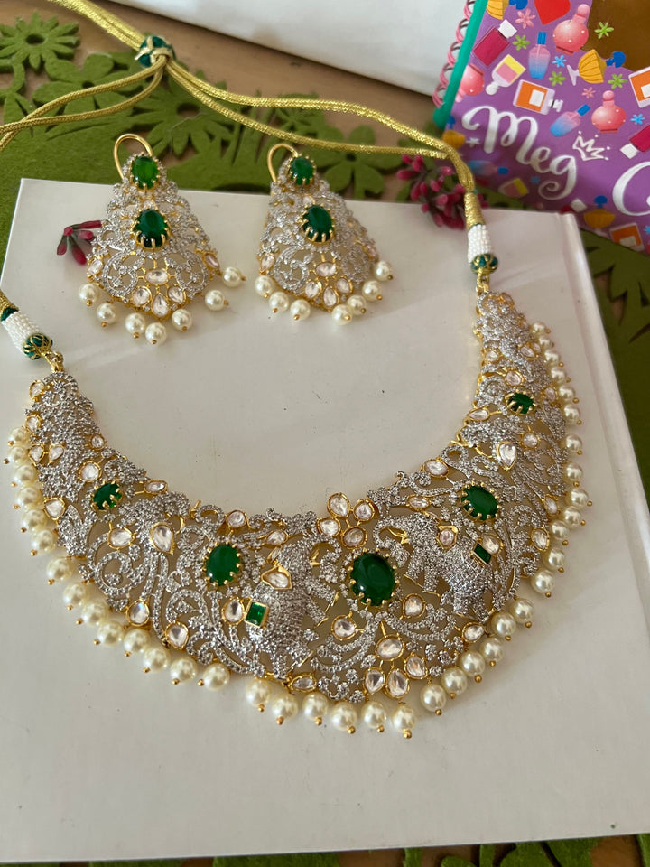 Victorian Elephant Design Necklace with Statement Studs