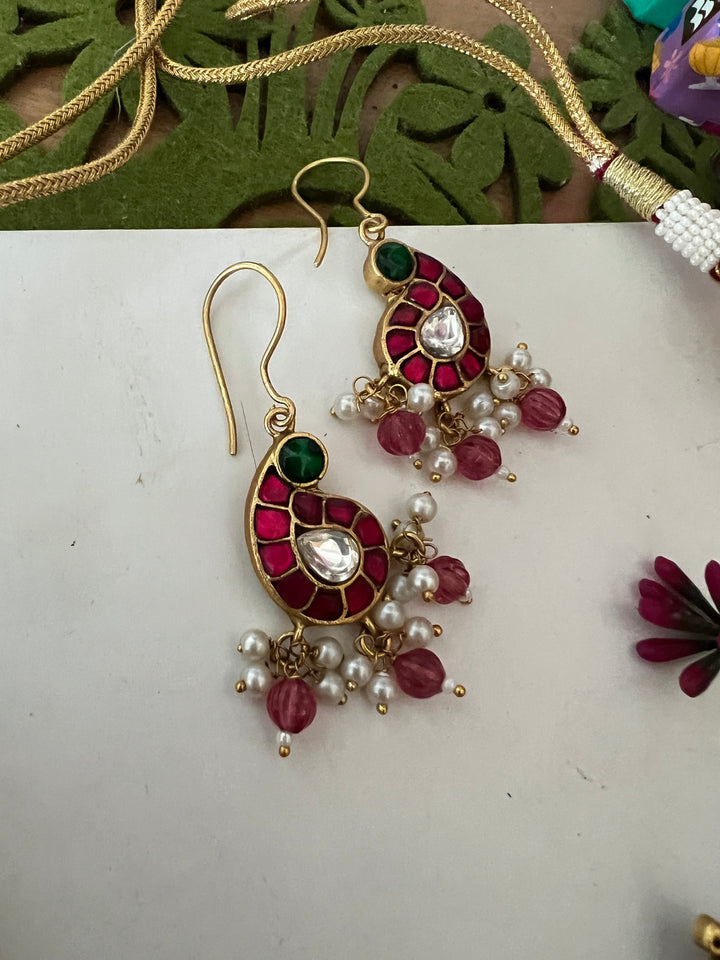 Designer Wedding Necklace with Kundan Earrings