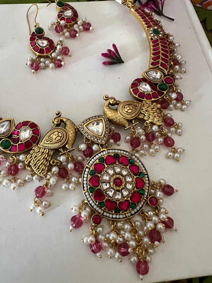 Designer Wedding Necklace with Kundan Earrings
