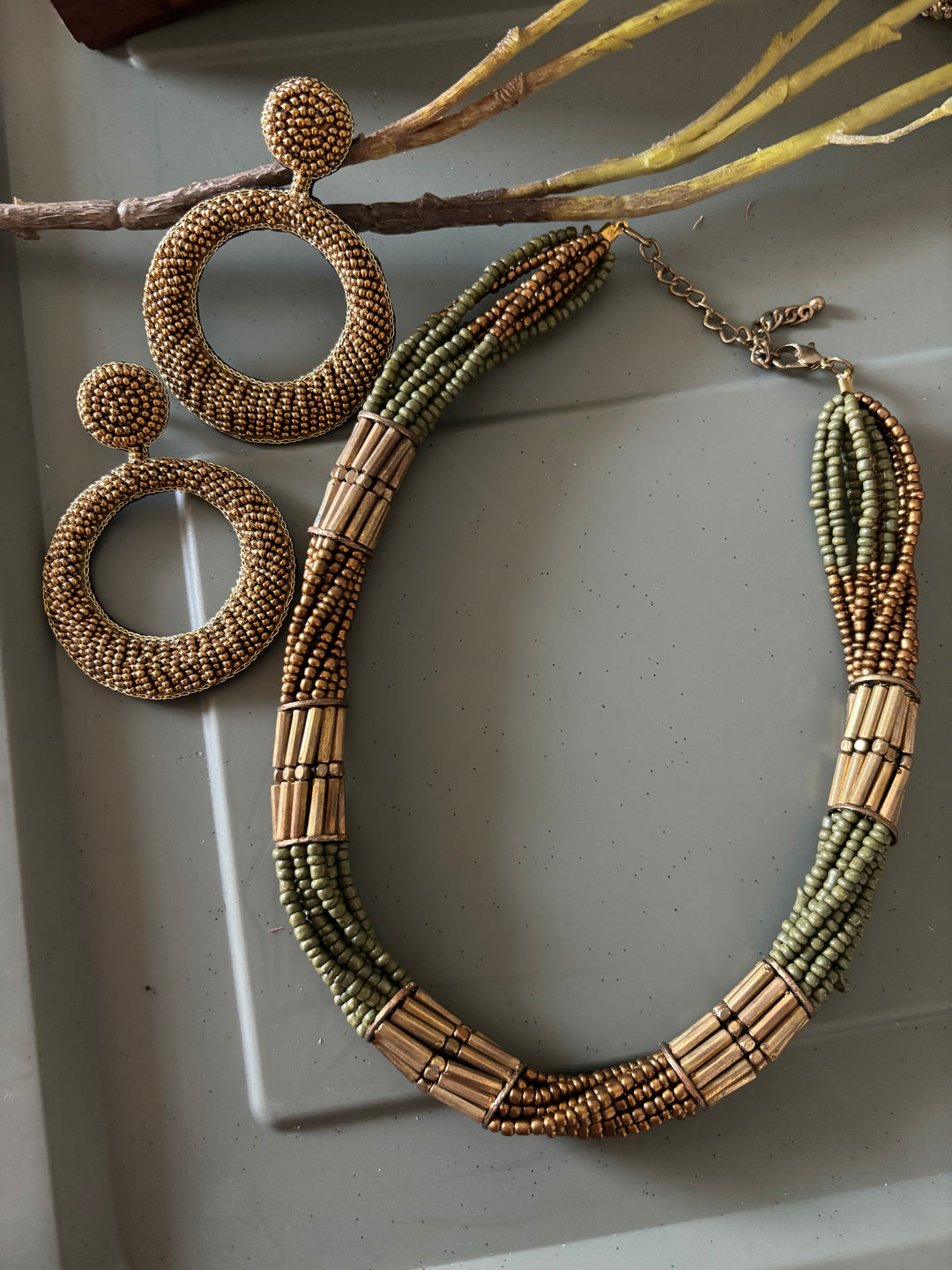 Antique Gold Beads Necklace Set - Unmatched Quality and Style