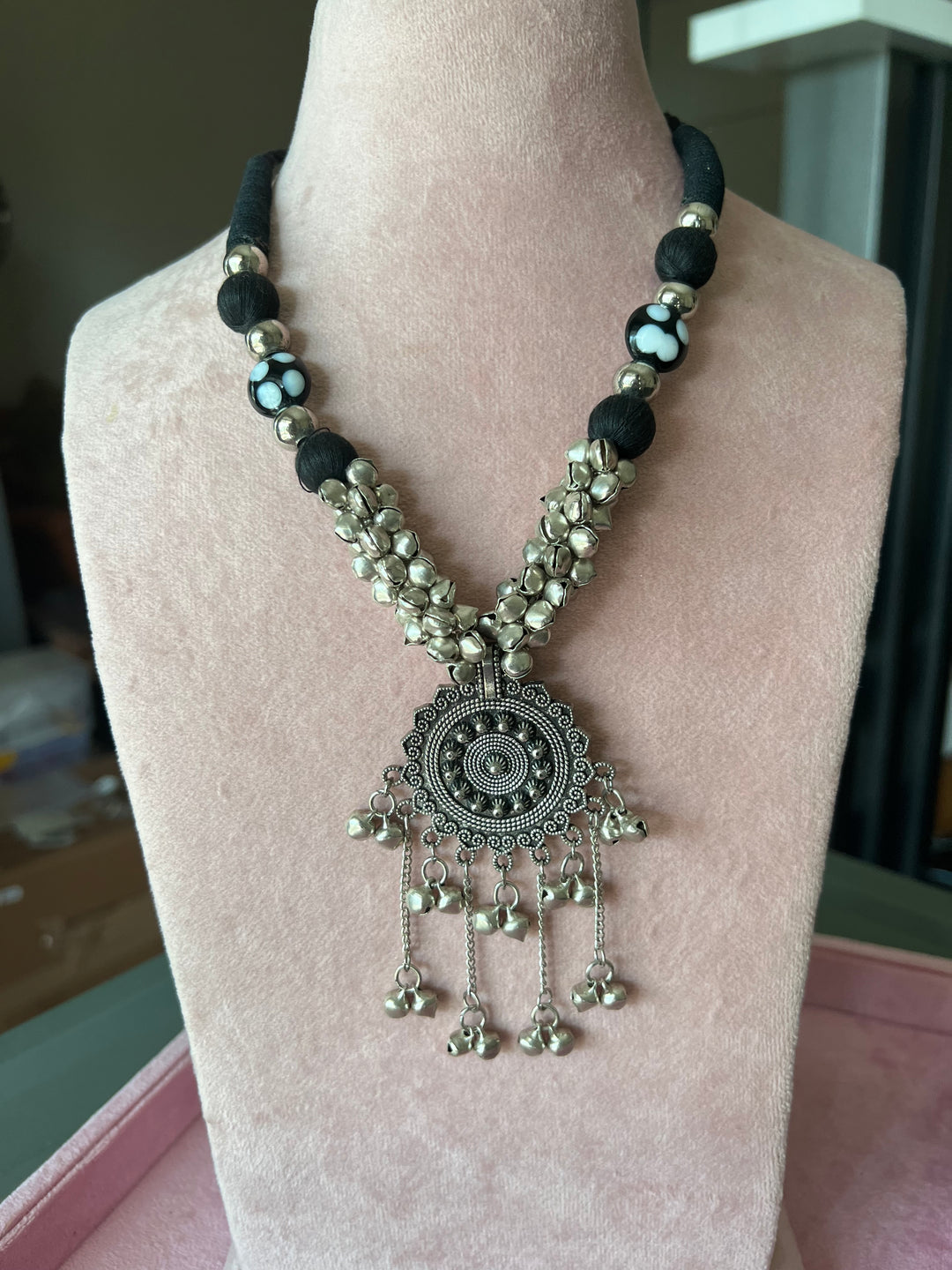 Antique Brass Ghungroo Tasseled Pendant Necklace