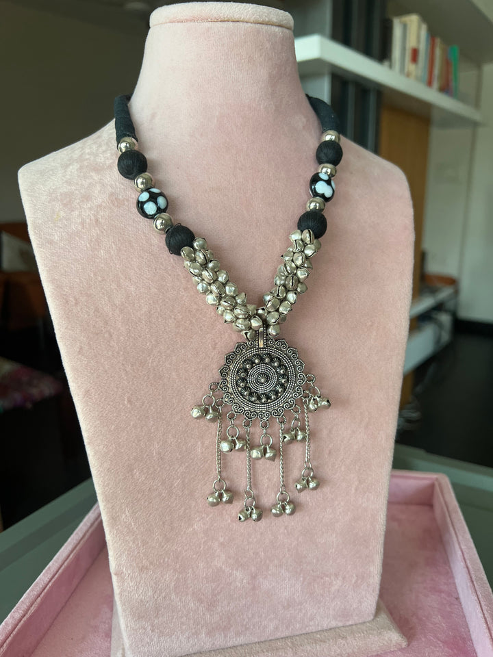 Antique Brass Ghungroo Tasseled Pendant Necklace