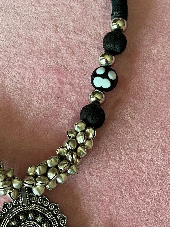 Antique Brass Ghungroo Tasseled Pendant Necklace