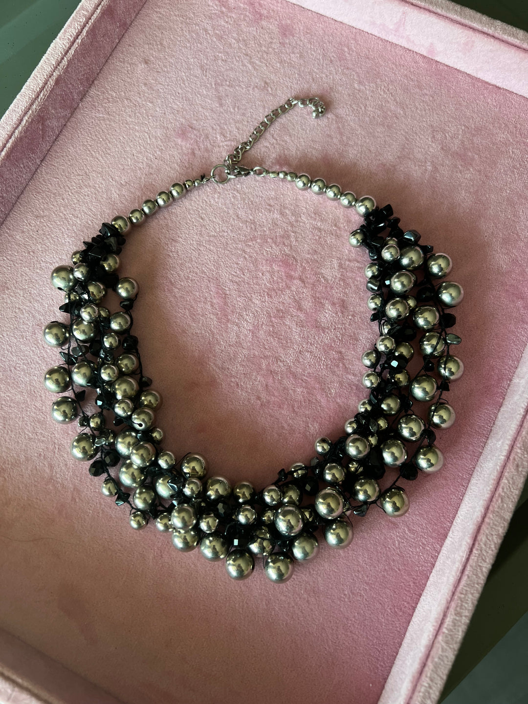 Classic Black and Silver Beads Necklace