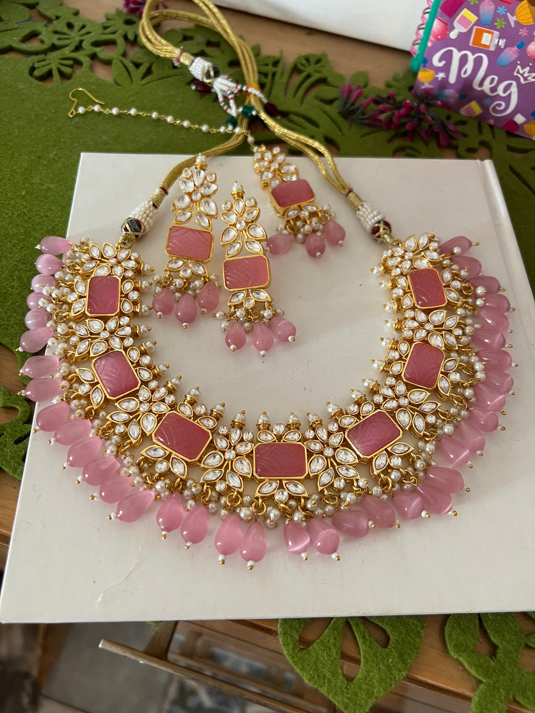 Royal Bridal Choker Necklace with Earrings and Maangtikka
