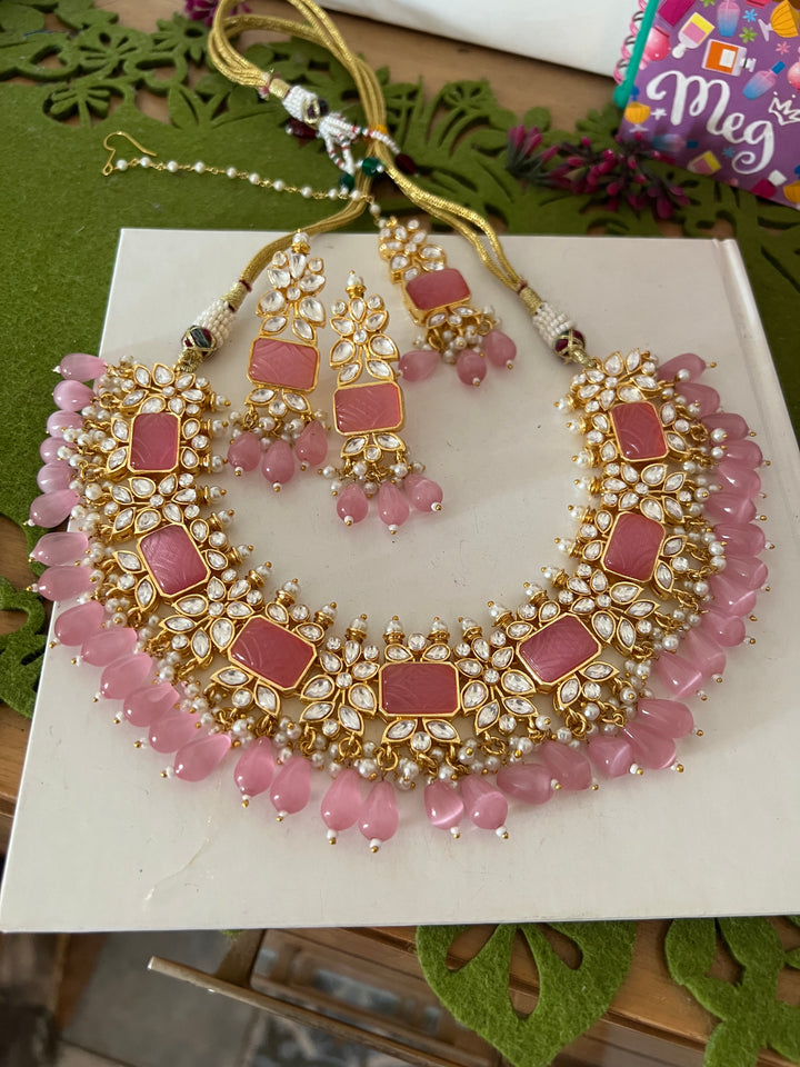 Royal Bridal Choker Necklace with Earrings and Maangtikka