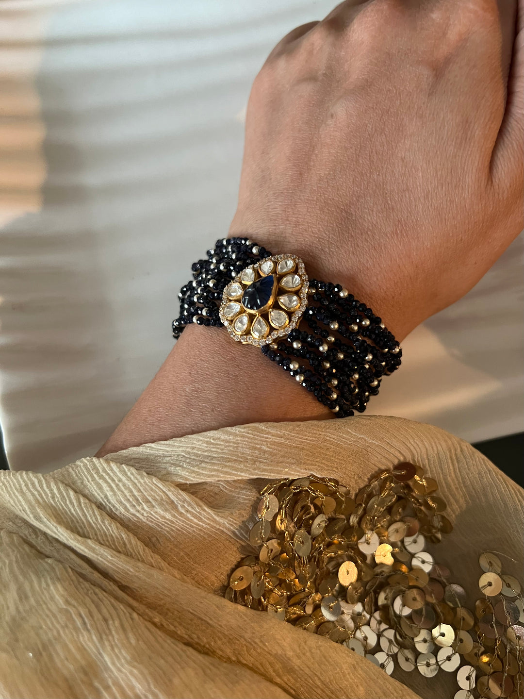 Exquisite 925 Silver Polki Bracelet - Unparalleled Quality and Style