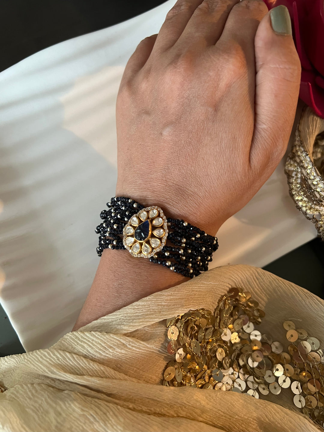 Exquisite 925 Silver Polki Bracelet - Unparalleled Quality and Style