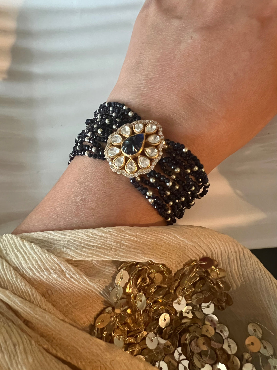 Exquisite 925 Silver Polki Bracelet - Unparalleled Quality and Style