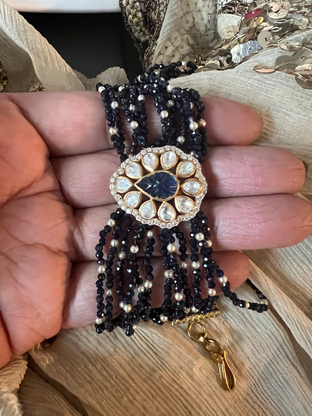 Exquisite 925 Silver Polki Bracelet - Unparalleled Quality and Style