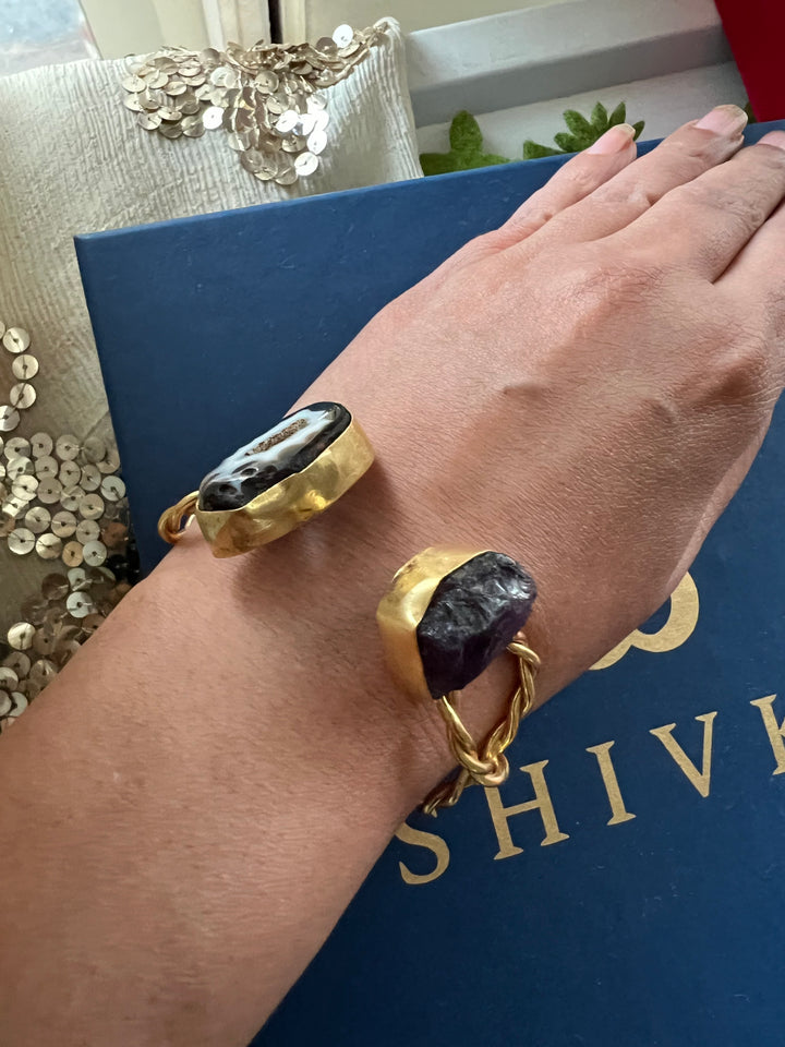 Beautiful Natural Raw Stone Open Cuff