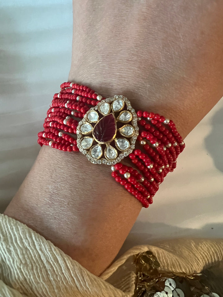 Exquisite 925 Silver Polki Bracelet - Unparalleled Quality and Style