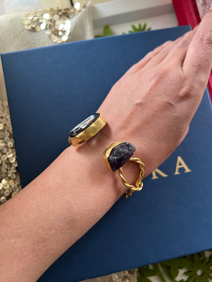 Beautiful Natural Raw Stone Open Cuff