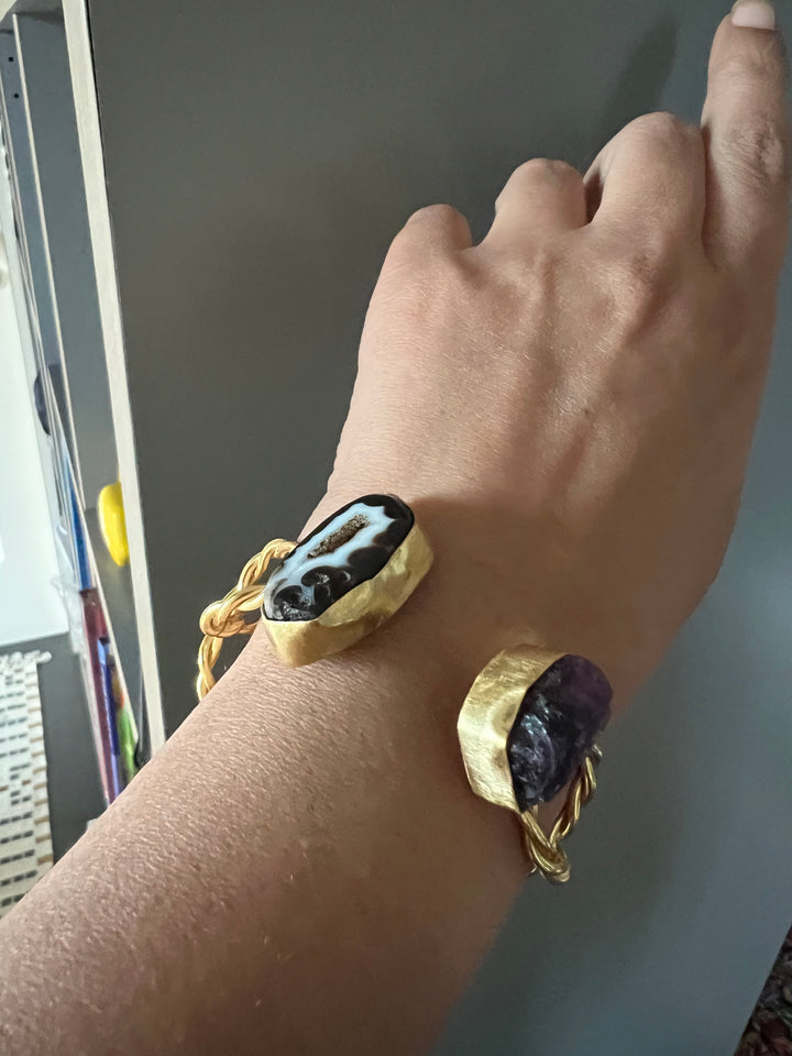 Beautiful Natural Raw Stone Open Cuff