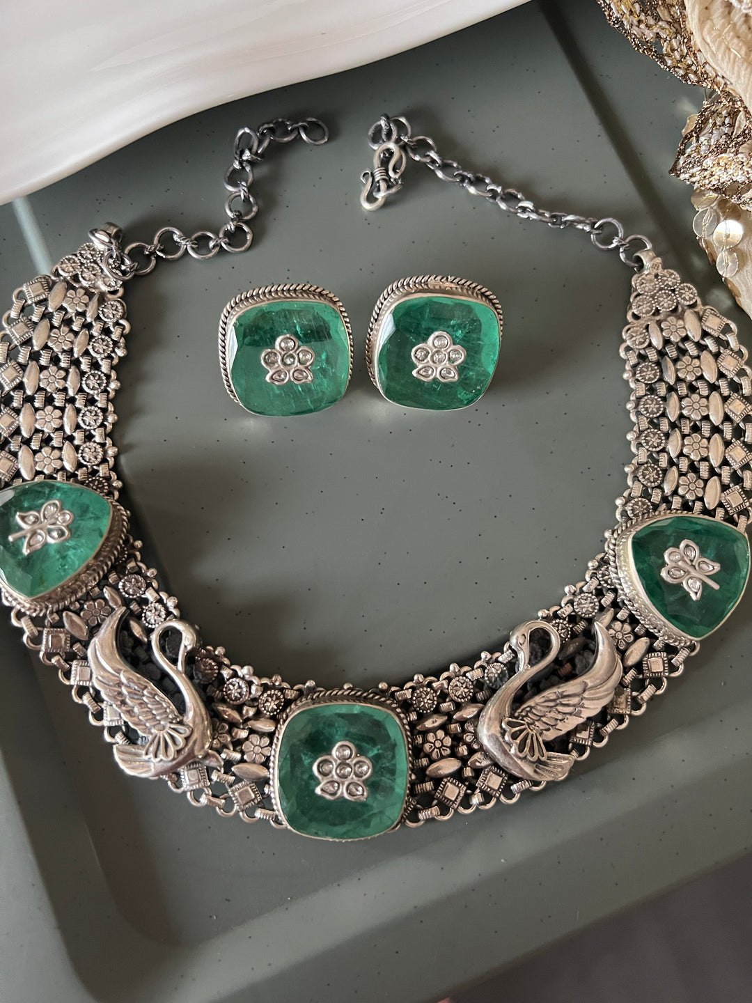 Swan 925 Silver necklace set