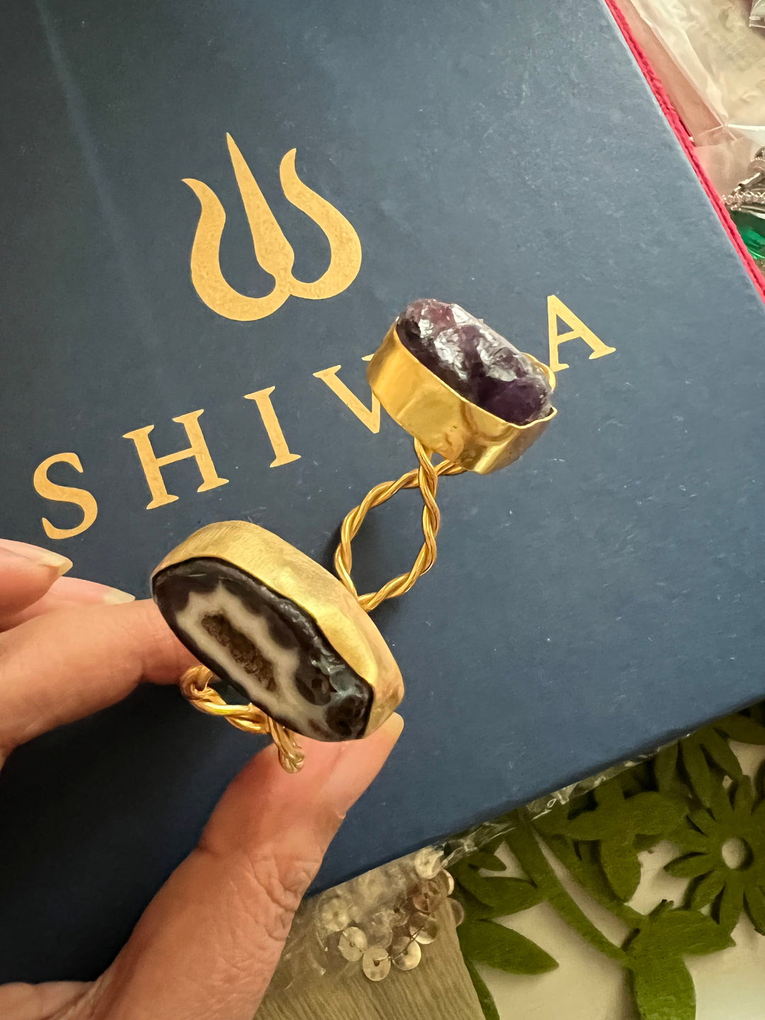 Beautiful Natural Raw Stone Open Cuff