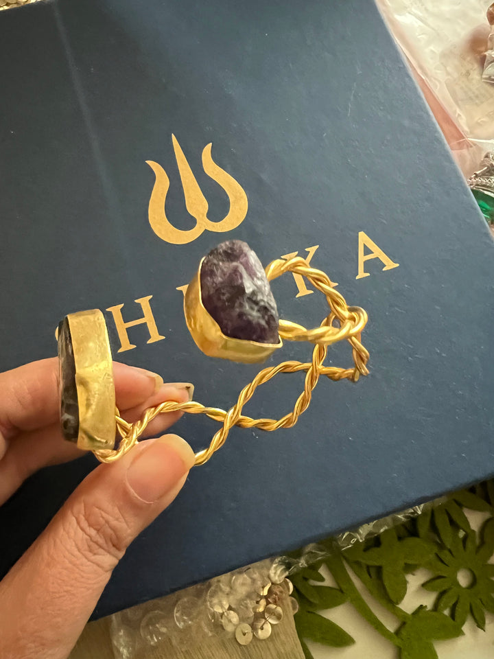 Beautiful Natural Raw Stone Open Cuff