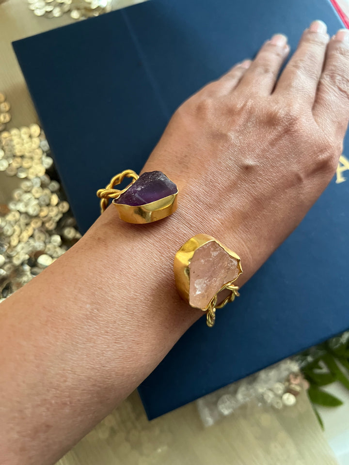 Beautiful Natural Raw Stone Open Cuff