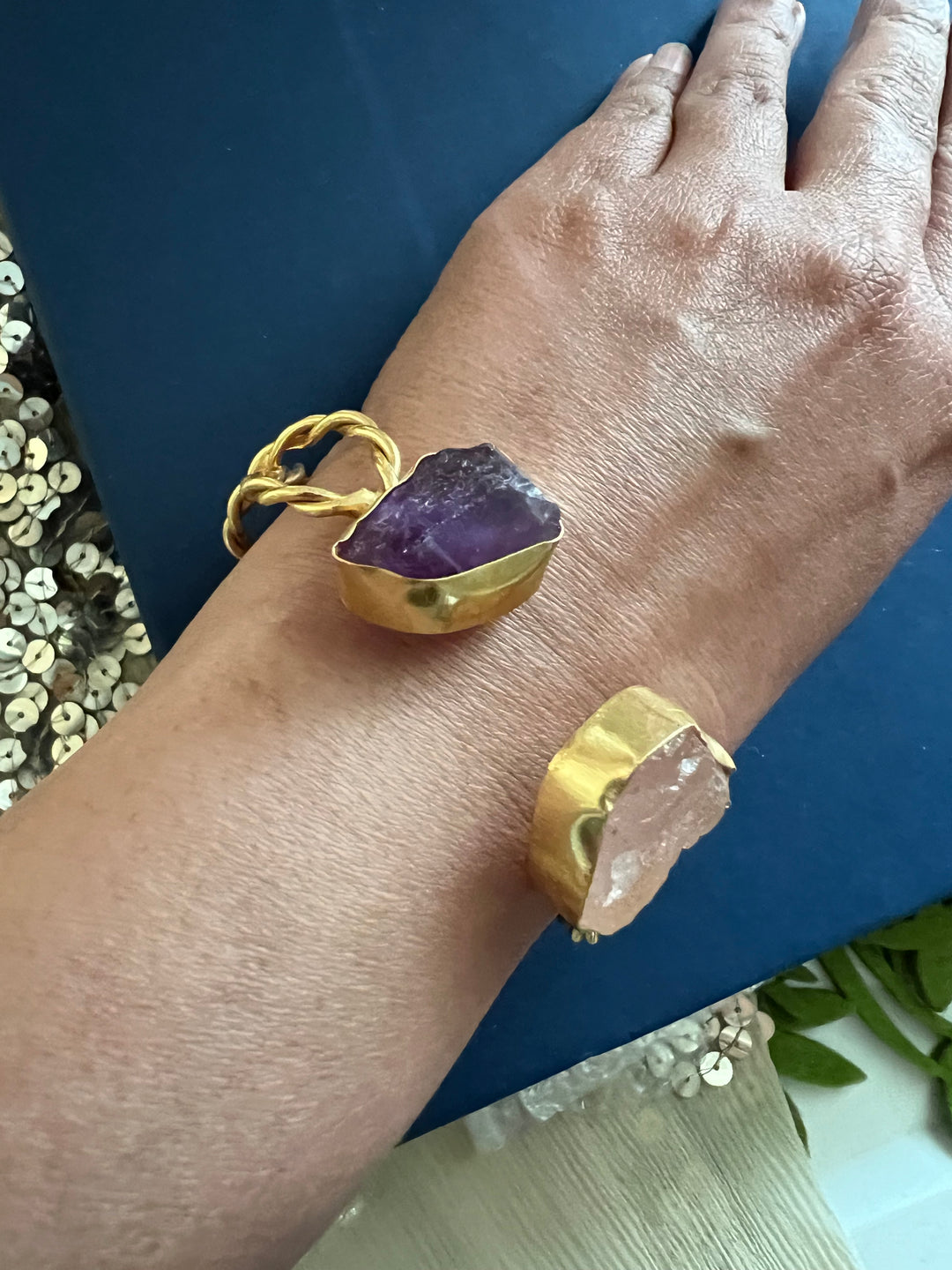 Beautiful Natural Raw Stone Open Cuff