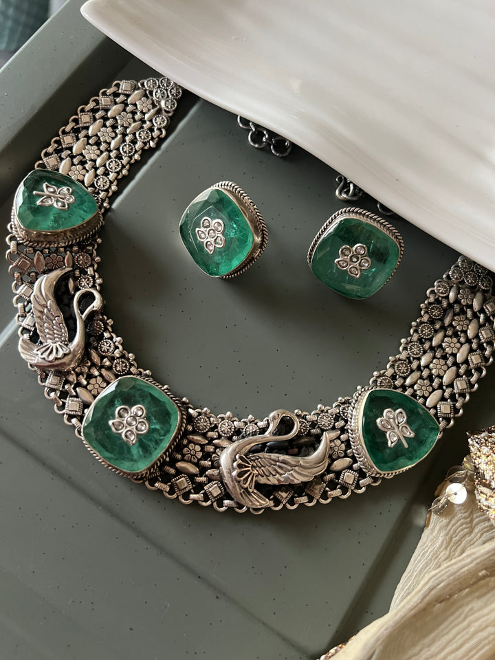 Swan 925 Silver necklace set