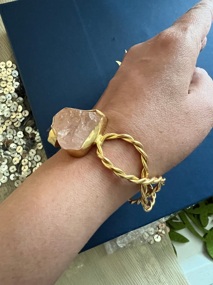 Beautiful Natural Raw Stone Open Cuff