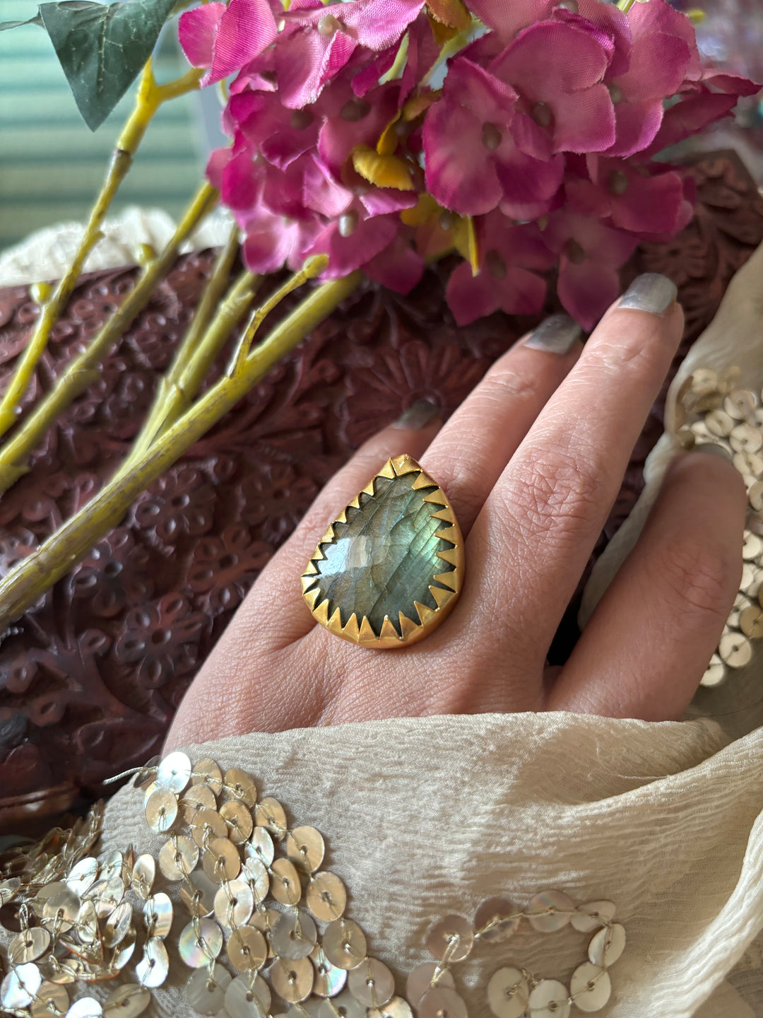 Natural Labradorite Ring