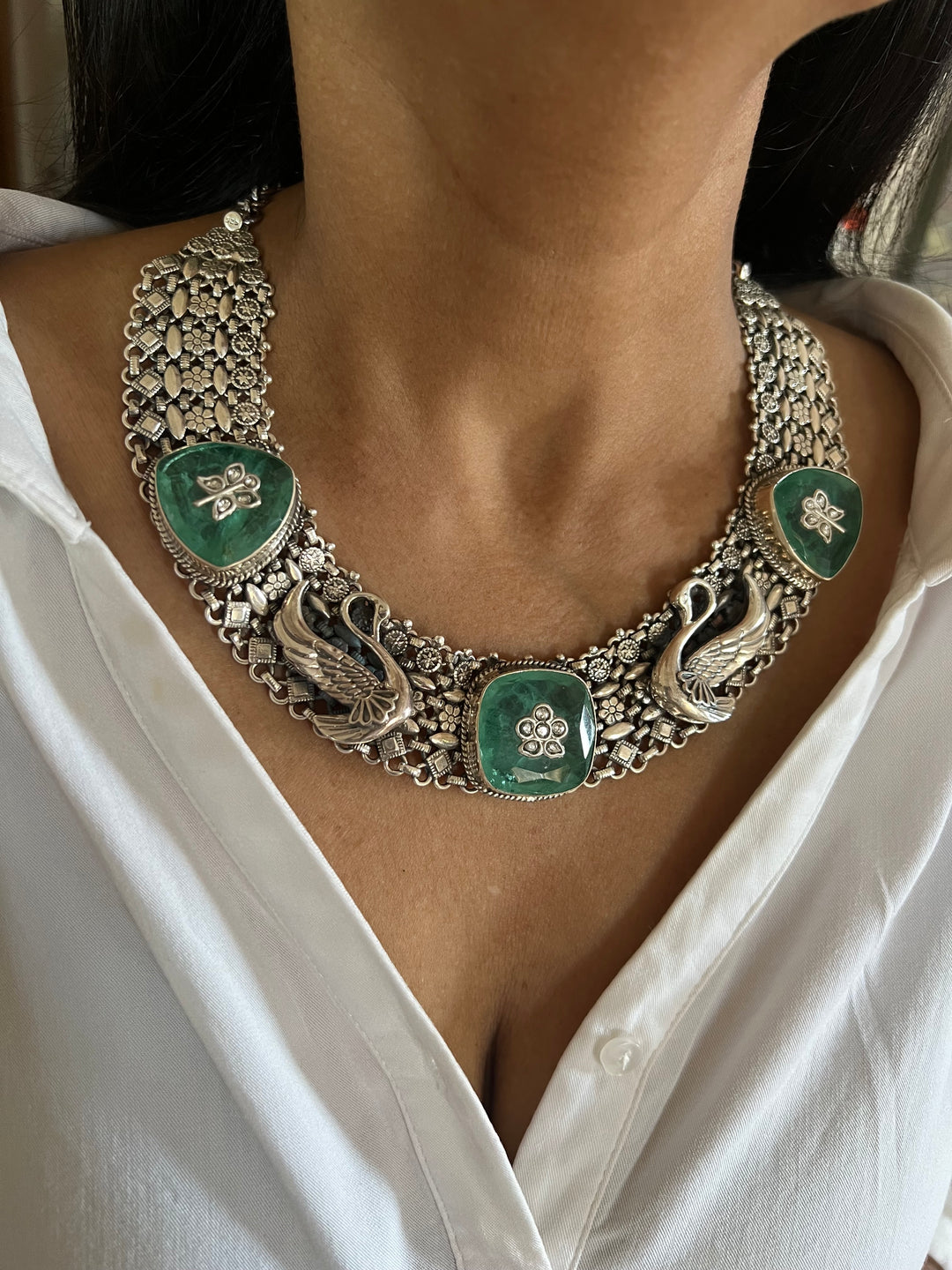 Swan 925 Silver necklace set