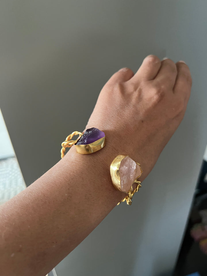 Beautiful Natural Raw Stone Open Cuff