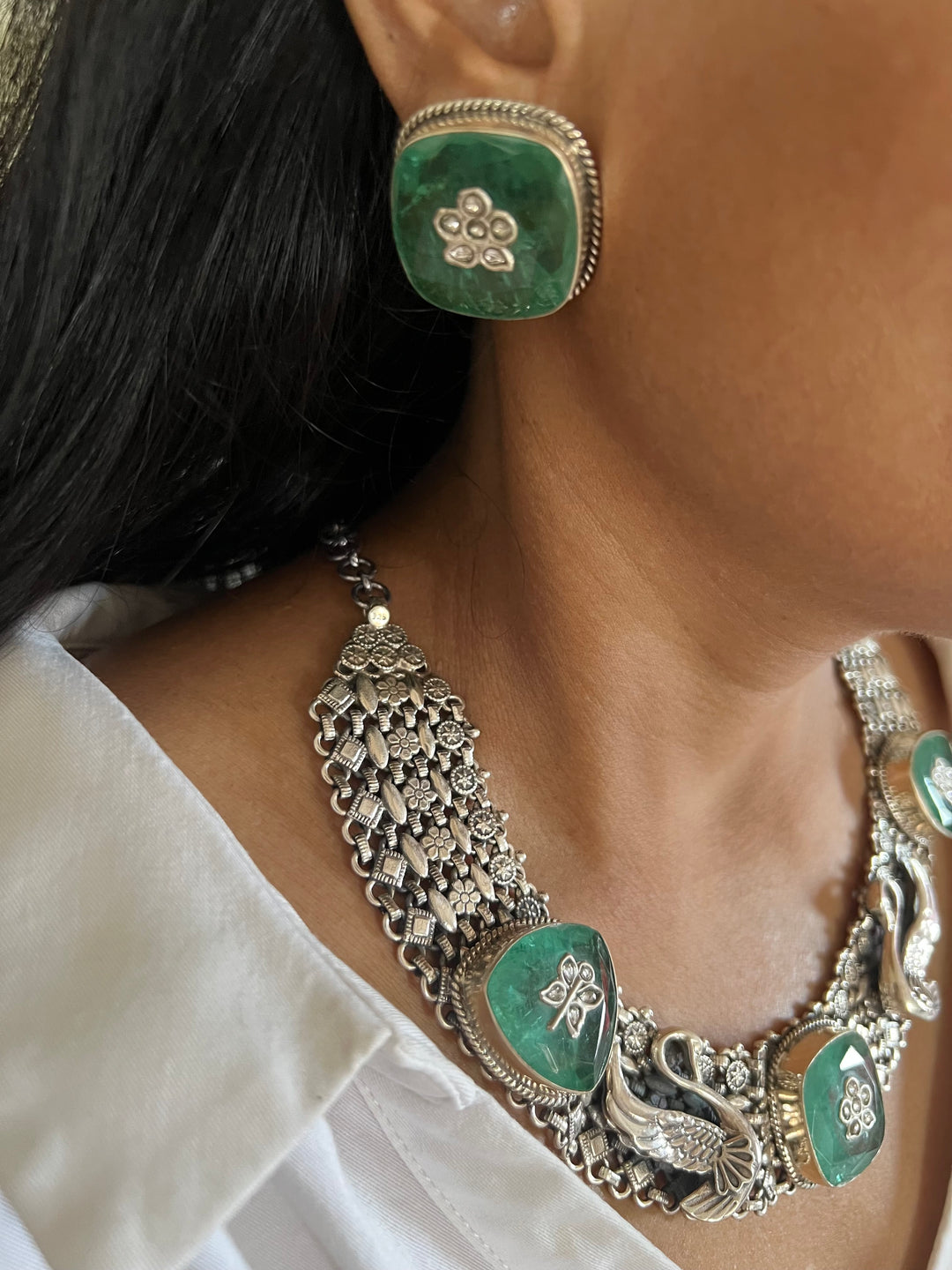 Swan 925 Silver necklace set