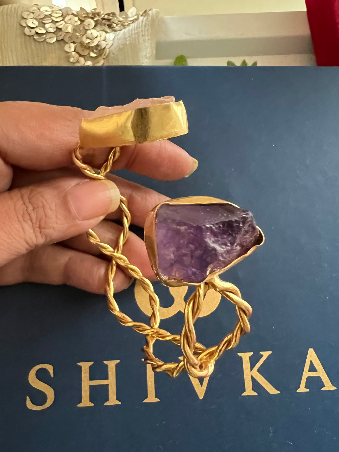 Beautiful Natural Raw Stone Open Cuff