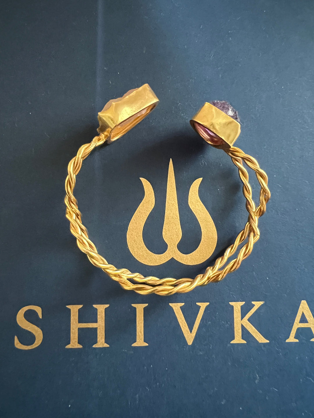 Beautiful Natural Raw Stone Open Cuff