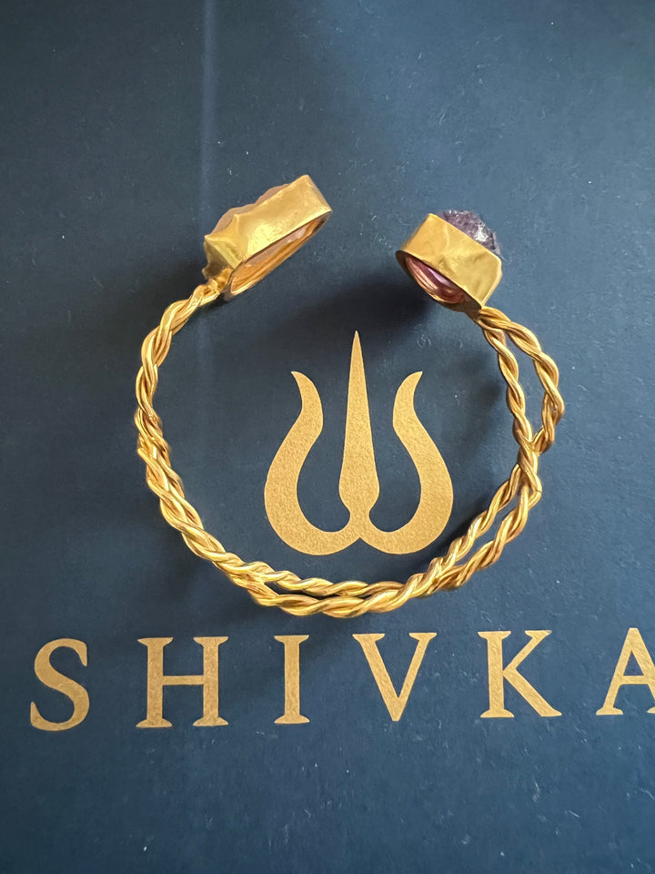 Beautiful Natural Raw Stone Open Cuff