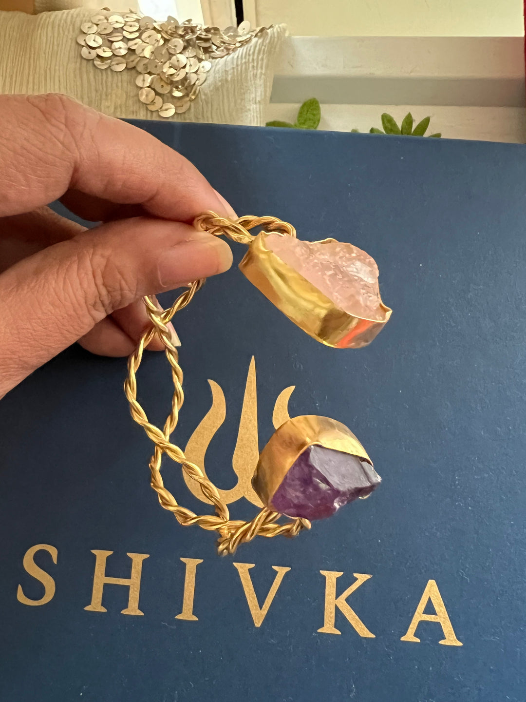 Beautiful Natural Raw Stone Open Cuff