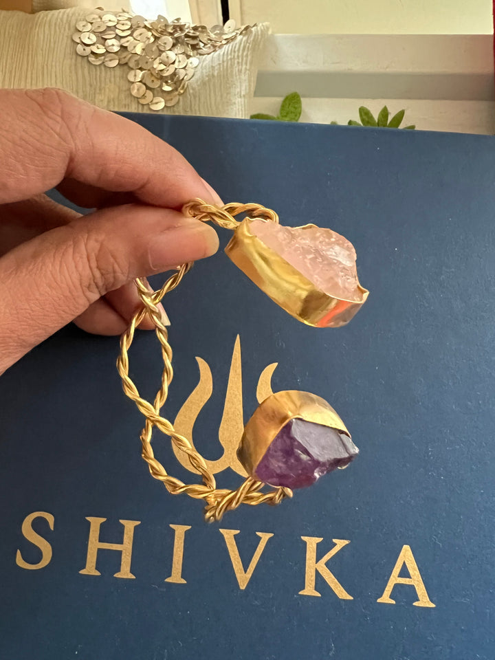 Beautiful Natural Raw Stone Open Cuff