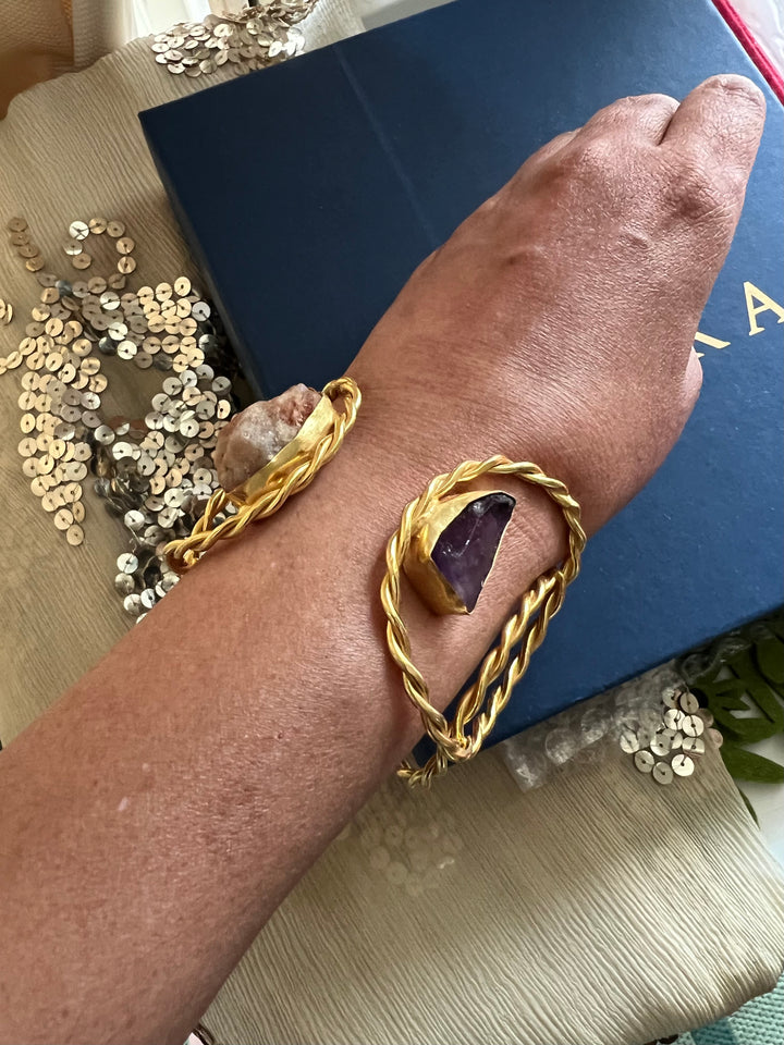 Beautiful Natural Raw Stone Open Cuff