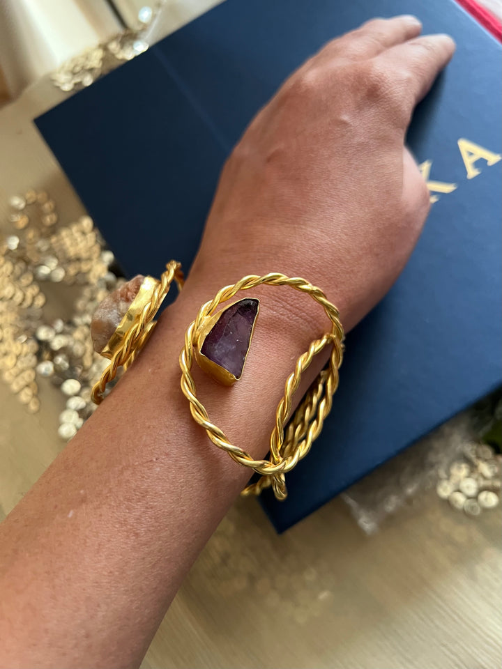 Beautiful Natural Raw Stone Open Cuff