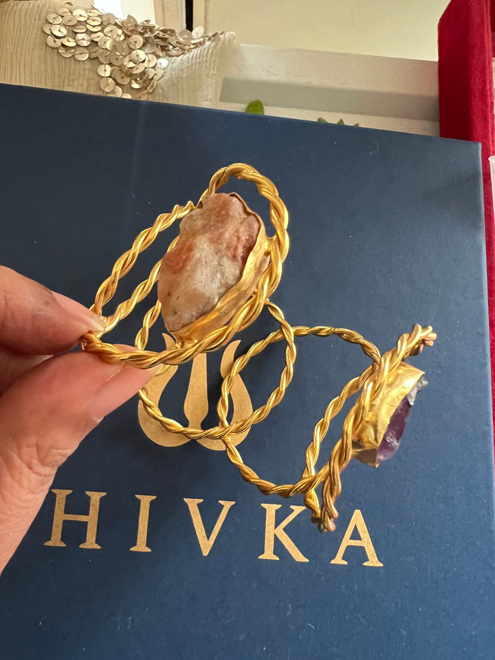 Beautiful Natural Raw Stone Open Cuff