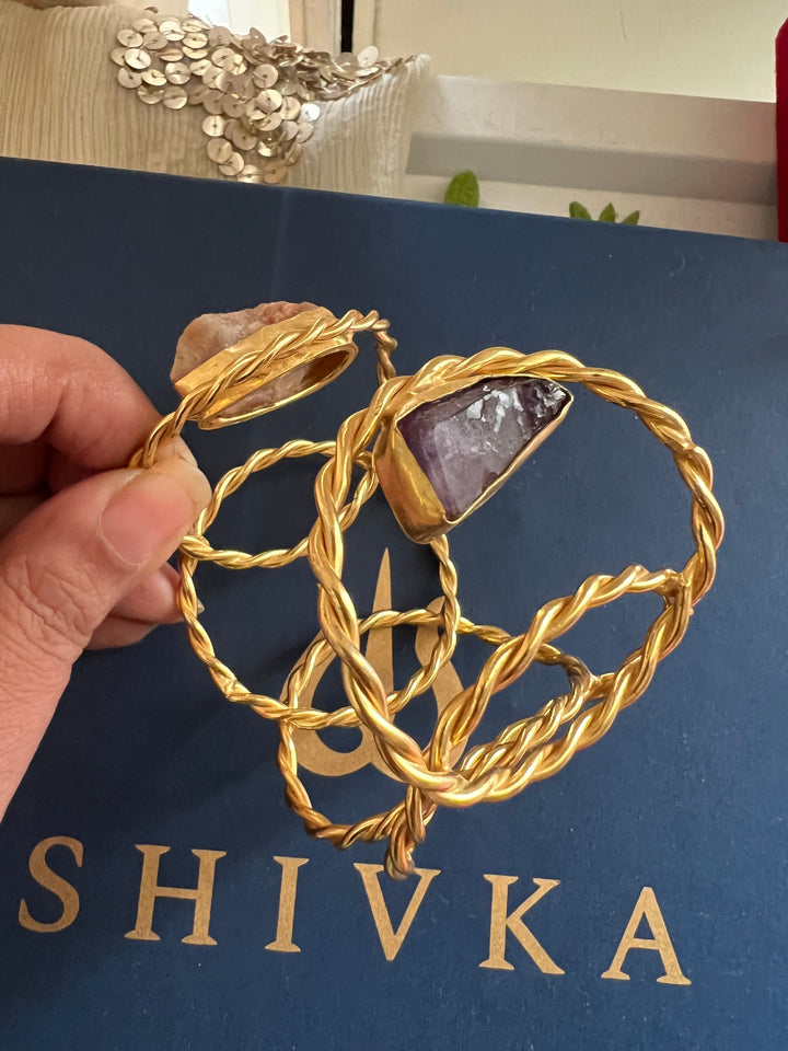 Beautiful Natural Raw Stone Open Cuff