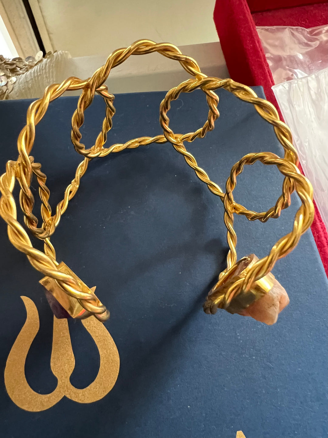 Beautiful Natural Raw Stone Open Cuff