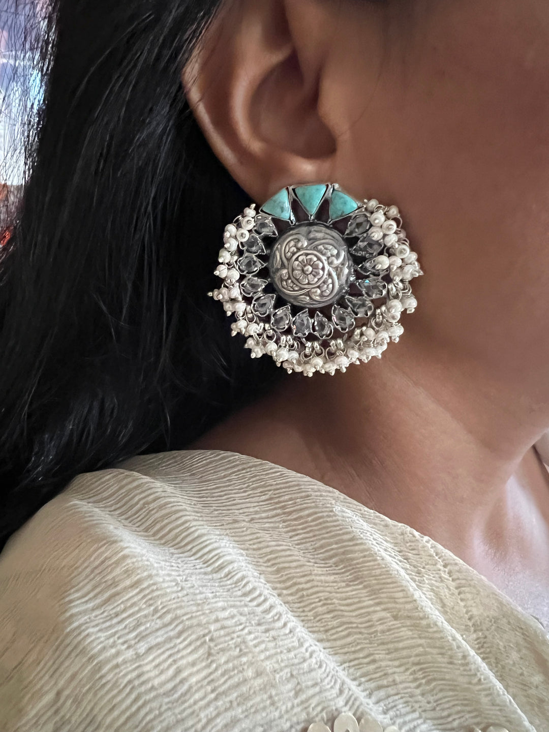 Turquoise Pearl Studs - Premium Quality, Exquisite Craftsmanship