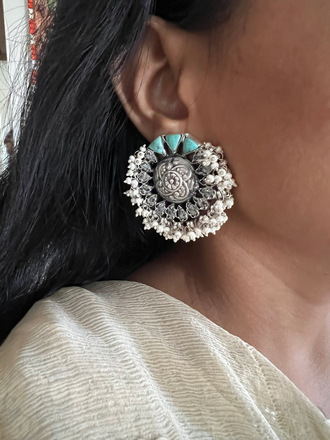 Turquoise Pearl Studs - Premium Quality, Exquisite Craftsmanship